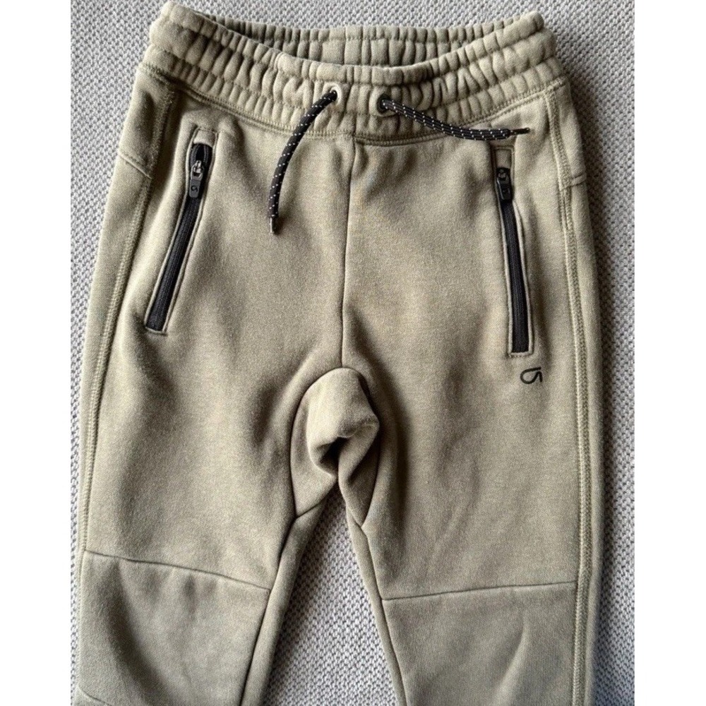 GapFit Boys Jogger Pants 4Y Olive Green Fleece Lined Zip Pocket Athletic - Picture 2 of 4
